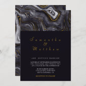 グレー金ゴールドモダンエーゲートエレガントウェディング 招待状 (正面/裏面)