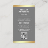 グレー金ゴールドモデル女優QRコード2フォトコラージュ 名刺 (裏面)