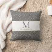 グレー金ゴールドレインドロップモダントレンディーモノグラム クッション (ブランケット)