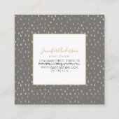 グレー金ゴールドレインドロップモダントレンディーモノグラム スクエア名刺 (裏面)