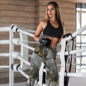 グレー金ゴールド抽象芸術 パターン（の模様が）ある |レギンス レギンス