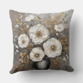 グレー金ゴールド白黒フローラブーケ クッション (裏面)