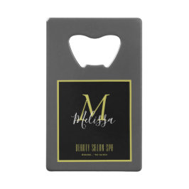 グレー金ゴールド美しいサロンスパモノグラム クレジットカード栓抜き