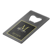 グレー金ゴールド美しいサロンスパモノグラム クレジットカード栓抜き (正面アングル)