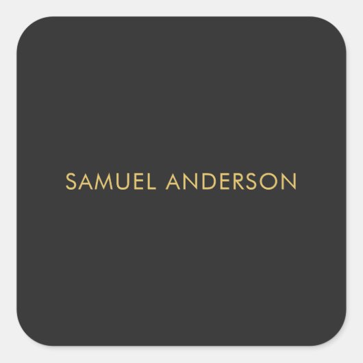 グレー金ゴールド色プロフェッショナルの名前の追加 スクエアシール (正面)