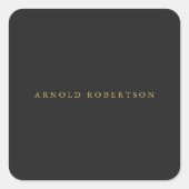 グレー金ゴールド色プロフェッショナルの名前の追加 スクエアシール (正面)