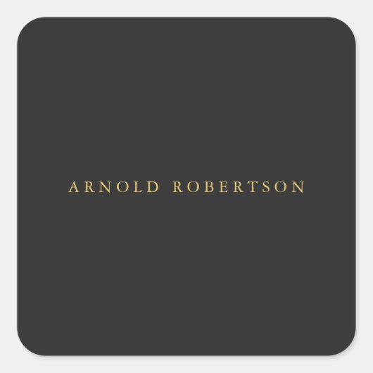 グレー金ゴールド色プロフェッショナルの名前の追加 スクエアシール (正面)