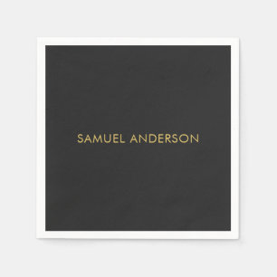グレー金ゴールド色プロフェッショナルの名前の追加 スタンダードカクテルナプキン
