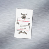 グレー間抜けドッグホールディングピケットサインペットシッター マグネット名刺 (インサイチュ)