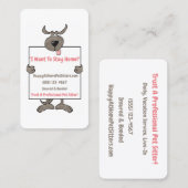 グレー間抜けドッグホールディングピケットサインペットシッター 名刺 (正面/裏面)