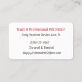 グレー間抜けドッグホールディングピケットサインペットシッター 名刺 (裏面)