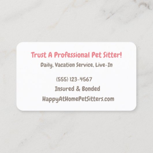 グレー間抜けドッグホールディングピケットサインペットシッター 名刺 (裏面)