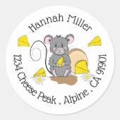 グレー食べネズミの封筒用シール ラウンドシール (正面)