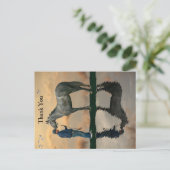 グレー馬とグルーミングOTTBはがき ポストカード (スタンド正面)