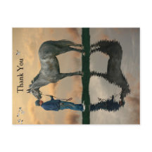 グレー馬とグルーミングOTTBはがき