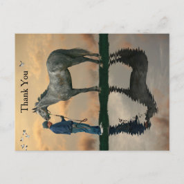 グレー馬とグルーミングOTTBはがき ポストカード