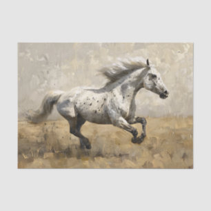 グレー馬走の油絵のデコページ 薄葉紙