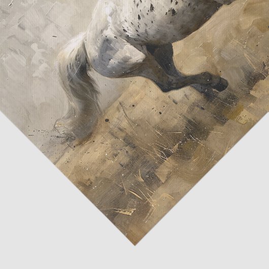 グレー馬走の油絵のデコページ 薄葉紙 (詳細)