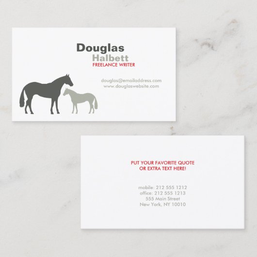 グレー馬No. 2 名刺 (正面/裏面)