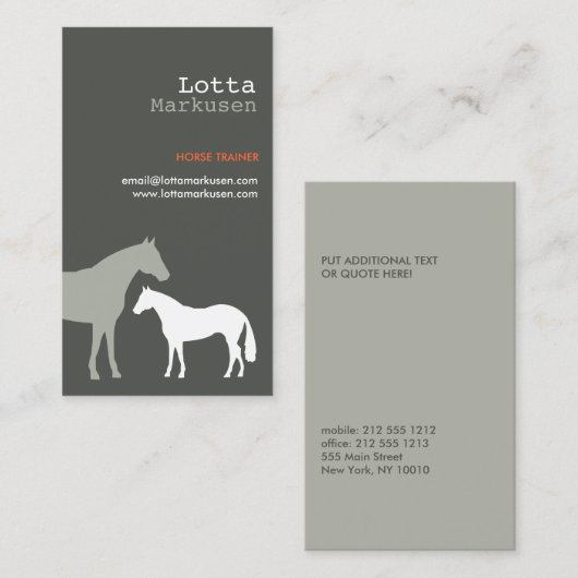 グレー馬No. 3 名刺 (正面/裏面)