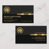 グレー黒のレトロ列金ゴールド行、ホスピタリティ 名刺 (正面/裏面)