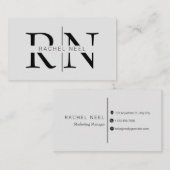 グレー黒モダン名エレガントイニシャルモノグラム 名刺 (正面/裏面)