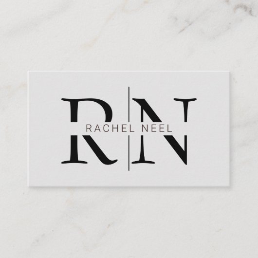 グレー黒モダン名エレガントイニシャルモノグラム 名刺 (正面)