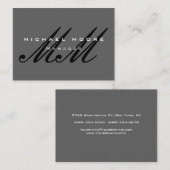 グレー黒文字モノグラムモダン 名刺 (正面/裏面)