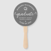 グレー1フォト卒業スクリプトモダンハートキャップ ハンドファン (正面)