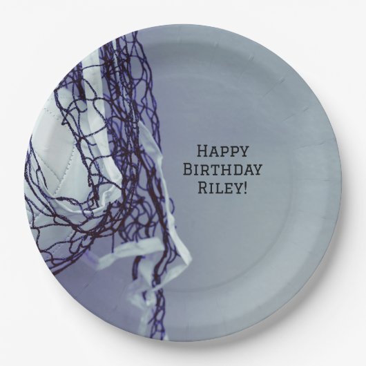 グレー10代の誕生日パーティーネット&バレーボール ペーパープレート (正面)