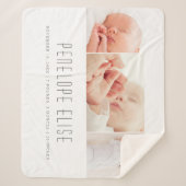 グレー3フォトコラージュベビー誕生  シェルパブランケット (正面)