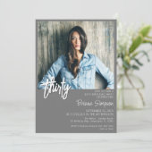 グレー30thバースデーフォト招待状 招待状 (スタンド正面)