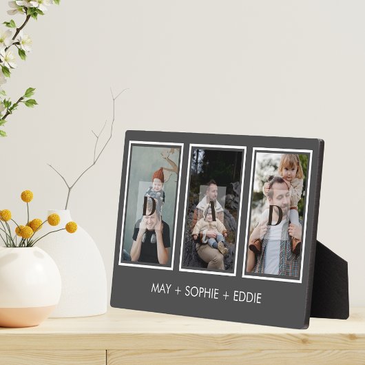 グレー3 (3)写真父の日の家族の名前 フォトプラーク