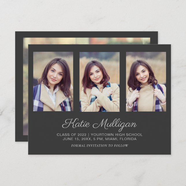 グレー4枚の写真の救卒業日発表 (正面/裏面)