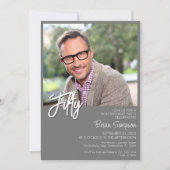 グレー50誕生日写真 招待状 (正面)