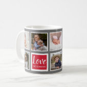 グレー8家族写真コラージュラブジョイクリスマス コーヒーマグカップ (正面左)