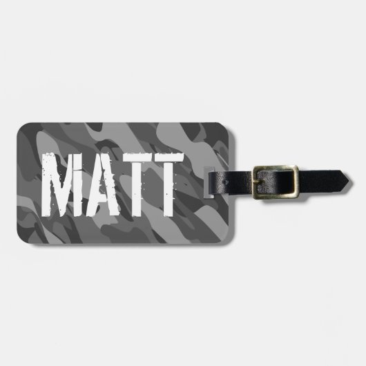 グレー・アーミー・カモフラカスタムージュ・旅行かばんタグ ラゲッジタグ (正面横)