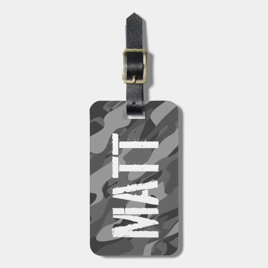 グレー・アーミー・カモフラカスタムージュ・旅行かばんタグ ラゲッジタグ (正面縦)