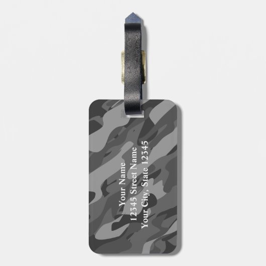 グレー・アーミー・カモフラカスタムージュ・旅行かばんタグ ラゲッジタグ (裏面縦)