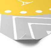 グレー&イエローシェフモダンロンカスタムモノグラム ポスター (角)