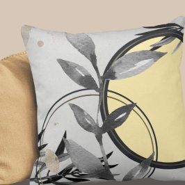 グレー&イエローゼンウォーター色の葉装飾用クッション クッション