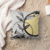 グレー&イエローゼンウォーター色の葉装飾用クッション クッション (ブランケット)