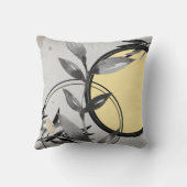 グレー&イエローゼンウォーター色の葉装飾用クッション クッション (裏面)