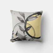 グレー&イエローゼンウォーター色の葉装飾用クッション クッション (正面)