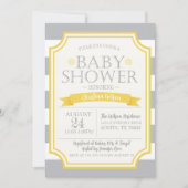 グレー&イエローベビーシャワー招待状 招待状 (正面)