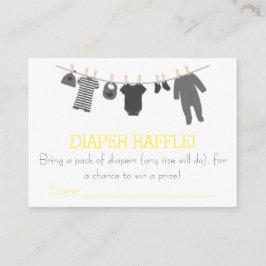 グレー&イエローリトルファウンツおむつラッフルチケット エンクロージャーカード