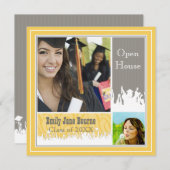 グレー＆イエロー　シニアピクチャー　２０１２年卒業生 招待状 (正面/裏面)