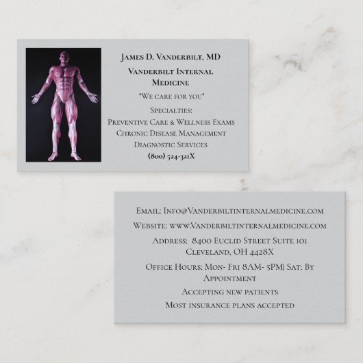 グレー・インターンストDRヒト体内科 名刺 (正面/裏面)