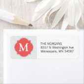 グレー&インディアンレッド2シェブロンモダンモノグラカスタムム ラベル (インサイチュ)