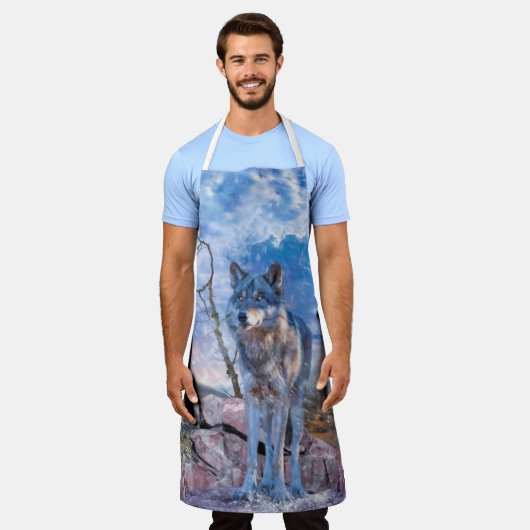 グレー・ウルフが電話に出た エプロン (着用した状態)